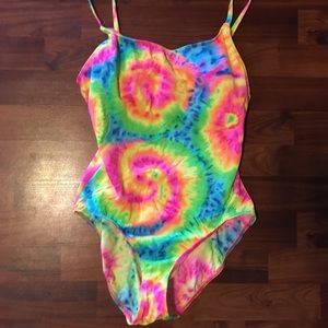 Tie dye one piece swimsuit